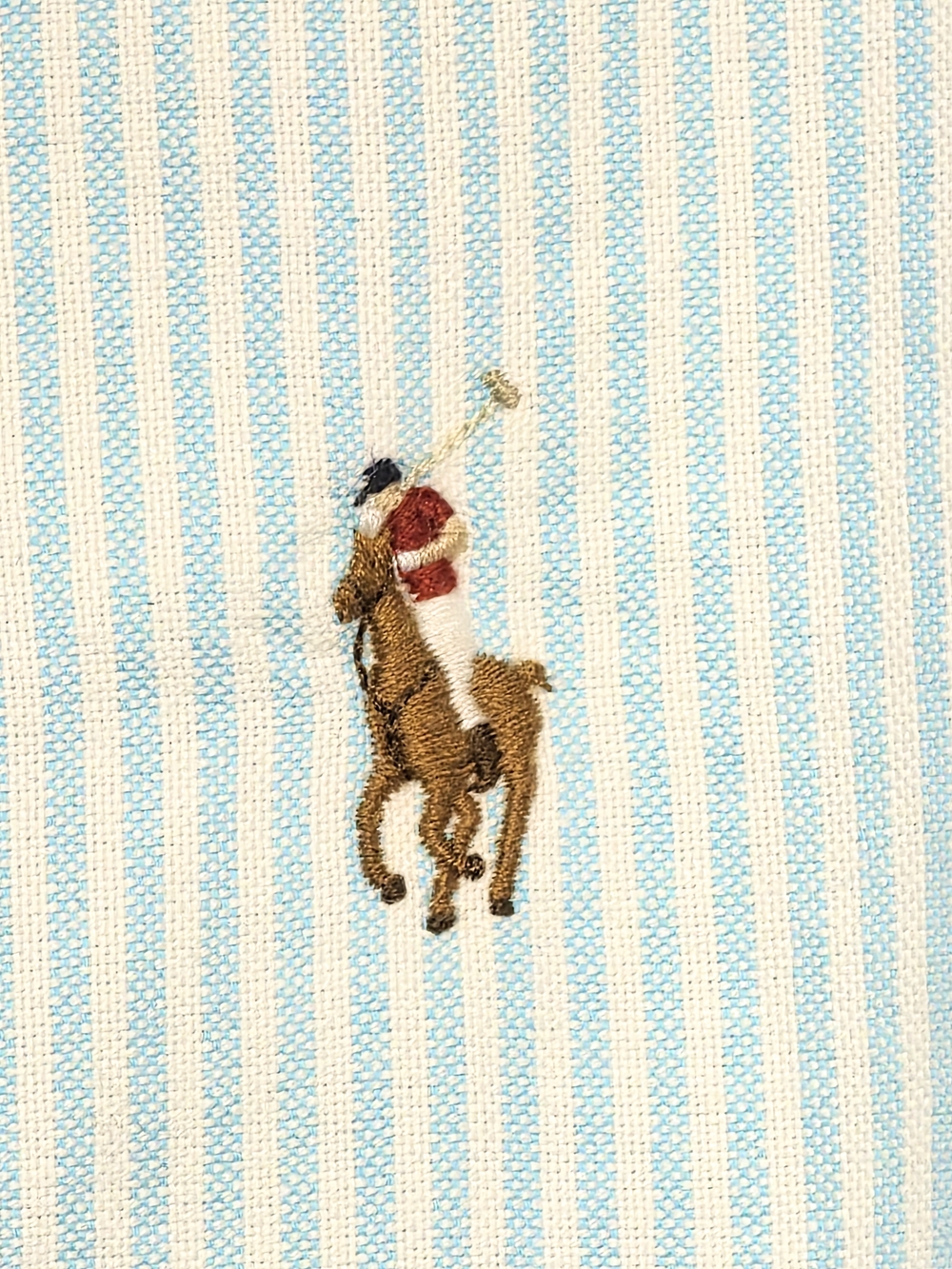 Ralph Lauren Classic Fit Teal White Stripe Button Down Colored Pony Size 12 - Picture 11 of 12